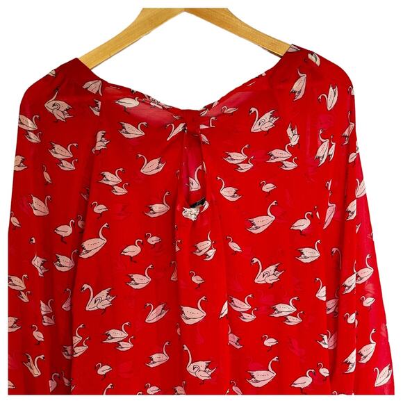 Women's Top XXI Red Swan Boho Chic Funky Top Blouse Large - Picture 2 of 7